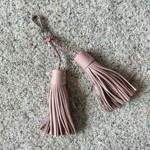 Genuine Leather Pink Tassel Keychain Accessory